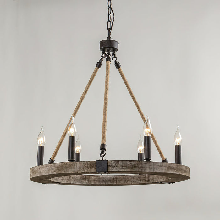 Venezia Wood Wheel Chandelier-DWHOME