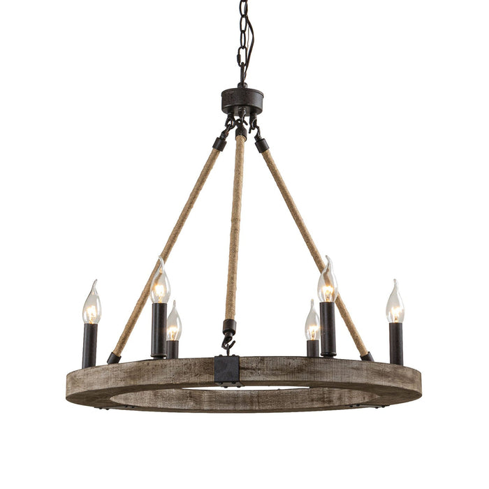 Venezia Wood Wheel Chandelier-DWHOME