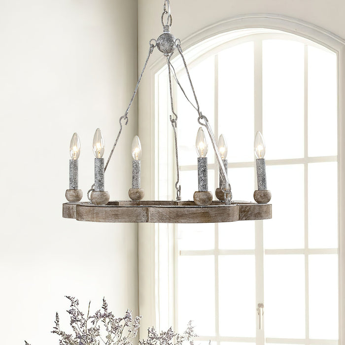Venezia Wood Wheel Chandelier-DWHOME