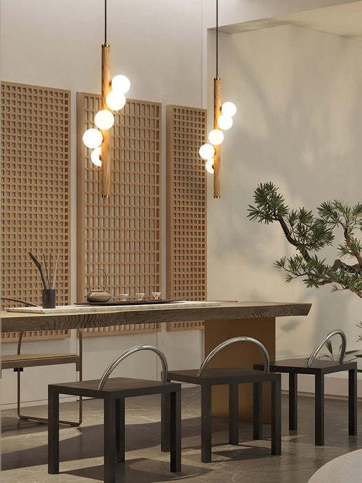 Vertical Orb Timber Pendant Lamp-DWHOME