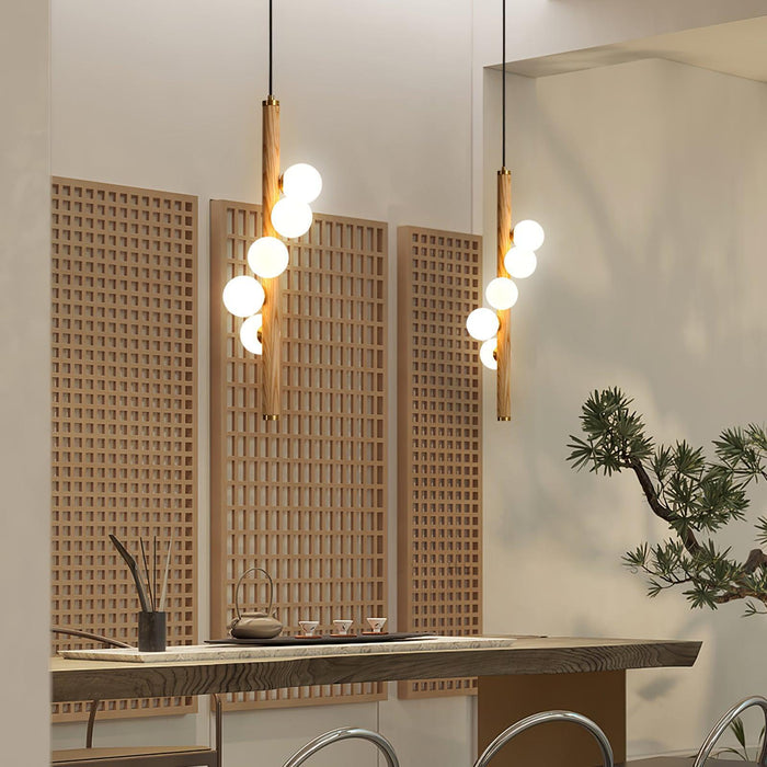 Vertical Orb Timber Pendant Lamp-DWHOME