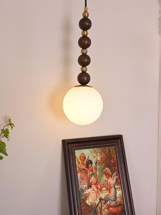 Vertical Walnut Balls Pendant Lamp-DWHOME