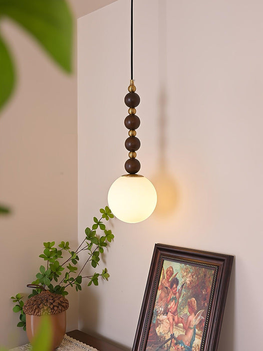Vertical Walnut Balls Pendant Lamp-DWHOME