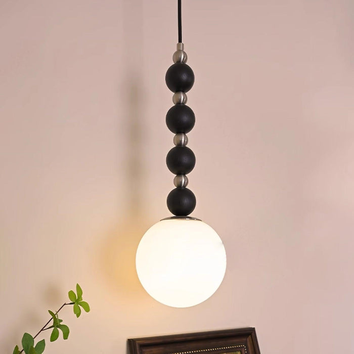 Vertical Walnut Balls Pendant Lamp-DWHOME