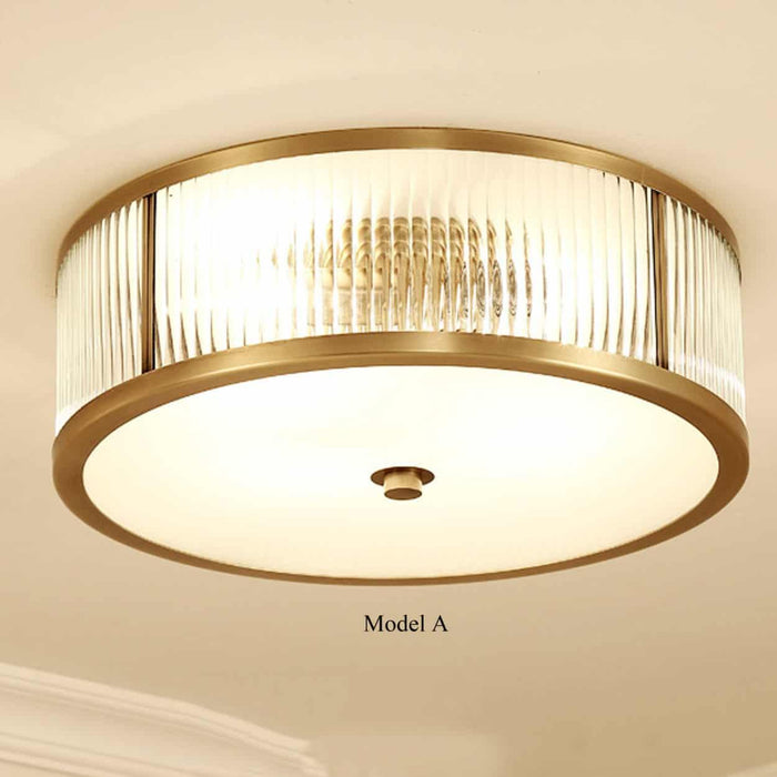 Tammika Vintage Brass Drum Ceiling Lamps - DWHOME