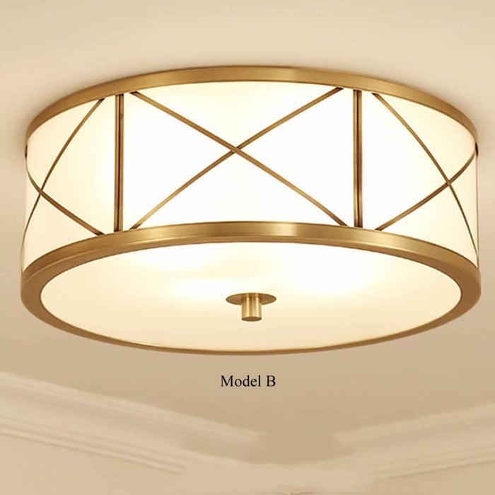 Tammika Vintage Brass Drum Ceiling Lamps - DWHOME
