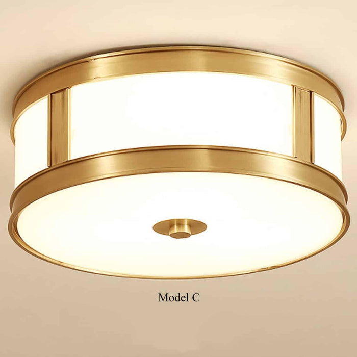 Tammika Vintage Brass Drum Ceiling Lamps - DWHOME