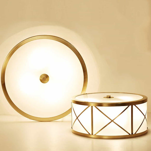 Tammika Vintage Brass Drum Ceiling Lamps - DWHOME