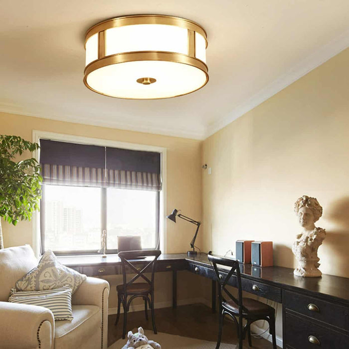 Tammika Vintage Brass Drum Ceiling Lamps - DWHOME