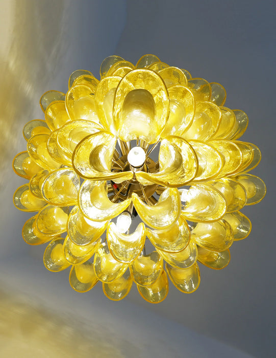 Vintage Caramel Murano Glass Petals Chandelier