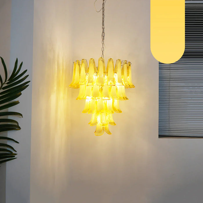 Vintage Caramel Murano Glass Petals Chandelier