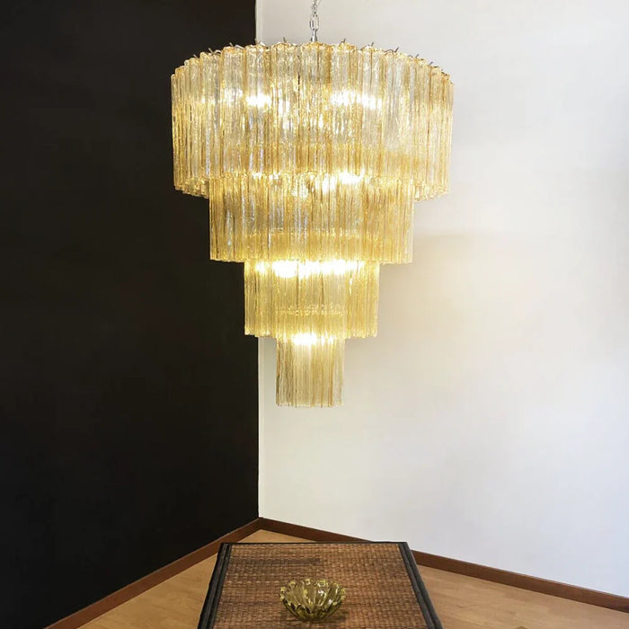 Vintage Murano Amber Glass Chandelier-DWHOME