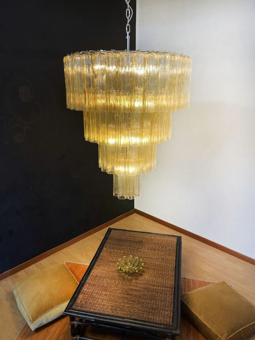 Vintage Murano Amber Glass Chandelier-DWHOME