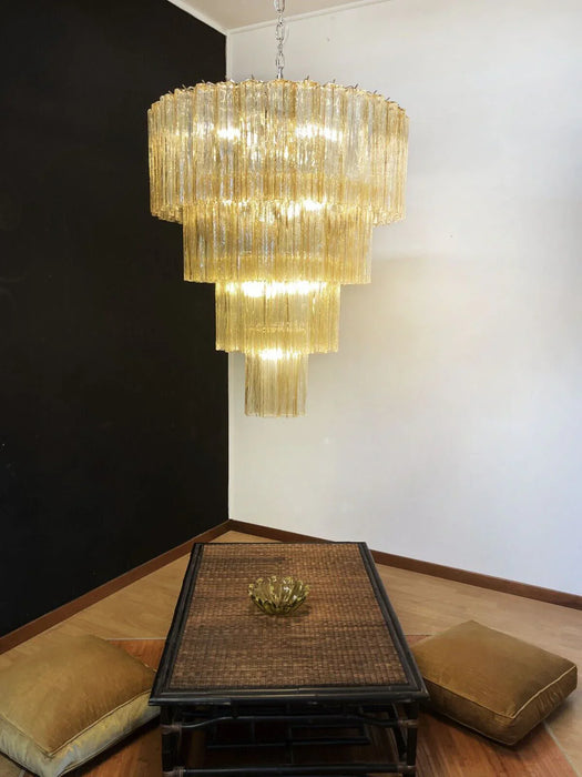 Vintage Murano Amber Glass Chandelier-DWHOME