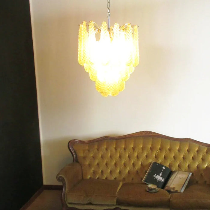 Vintage Murano Amber Glass Petals Chandelier-DWHOME