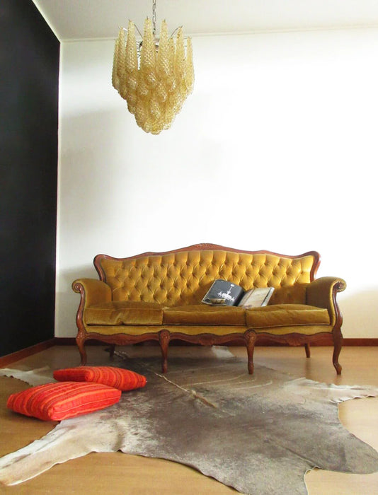 Vintage Murano Amber Glass Petals Chandelier-DWHOME