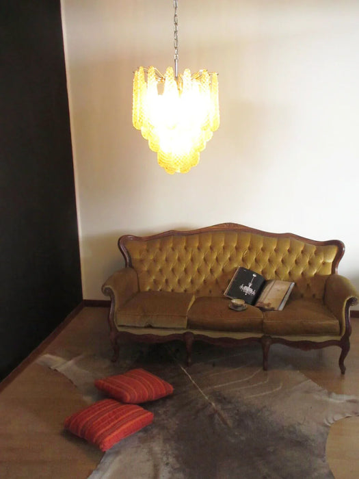Vintage Murano Amber Glass Petals Chandelier-DWHOME