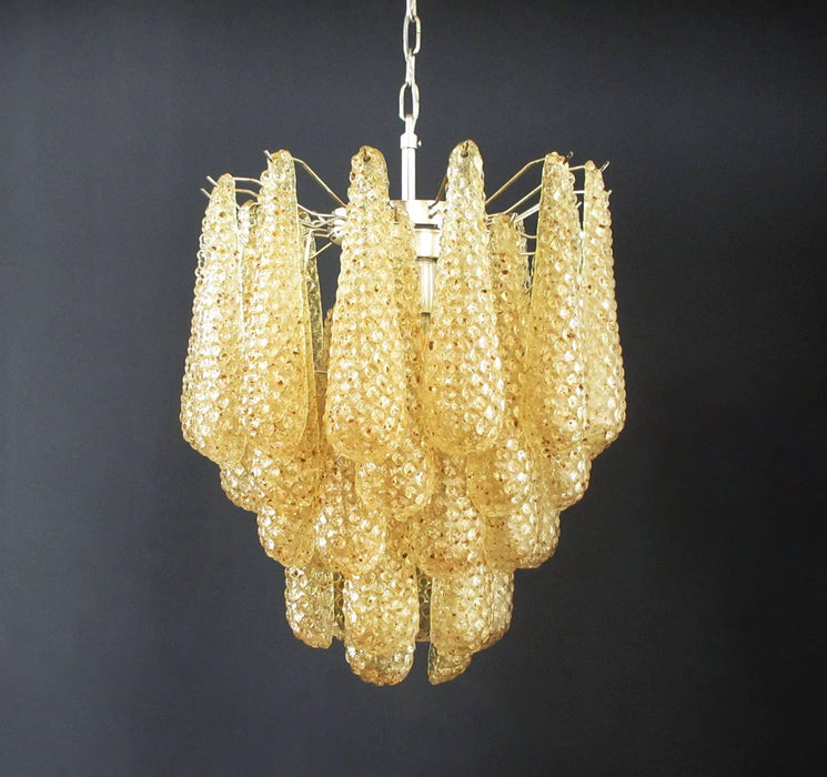 Vintage Murano Amber Glass Petals Chandelier-DWHOME