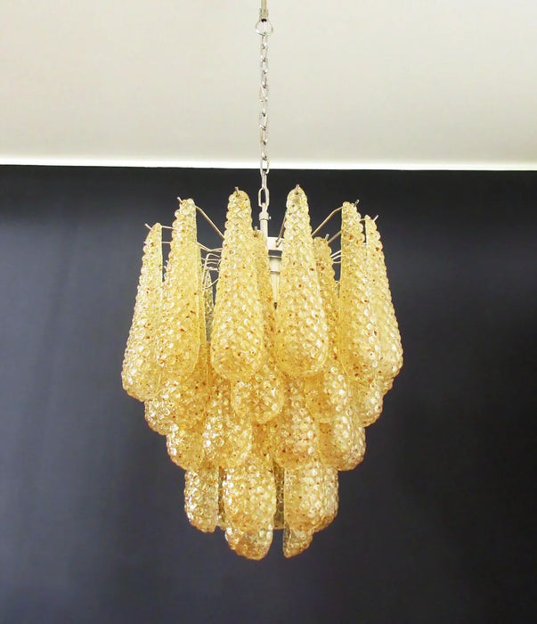 Vintage Murano Amber Glass Petals Chandelier-DWHOME