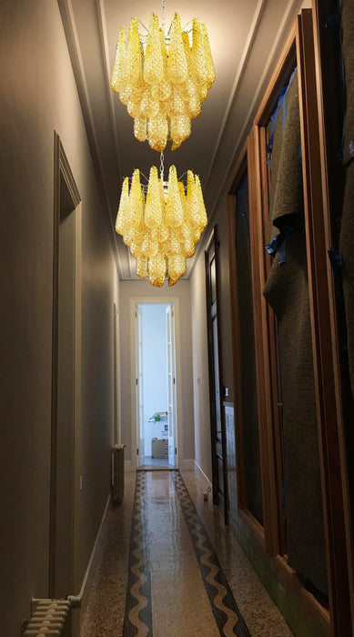 Vintage Murano Amber Glass Petals Chandelier-DWHOME