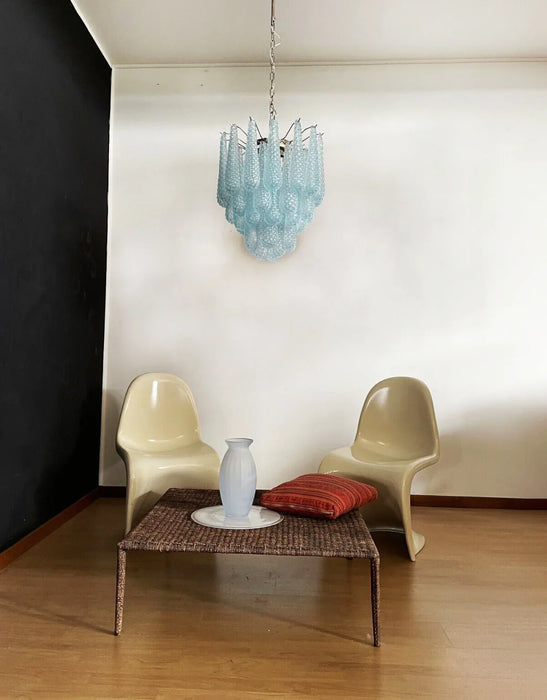 Vintage Murano Blue Glass Petals Chandelier-DWHOME