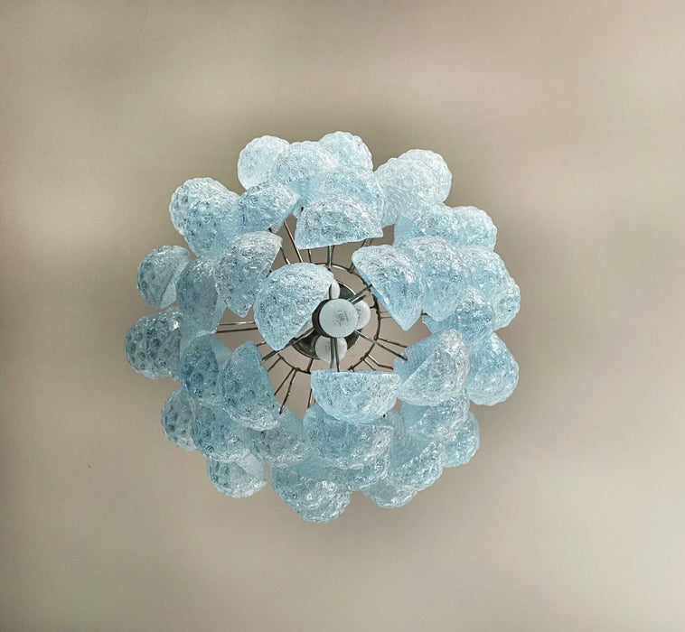 Vintage Murano Blue Glass Petals Chandelier-DWHOME