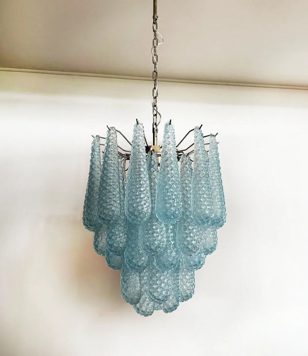 Vintage Murano Blue Glass Petals Chandelier-DWHOME