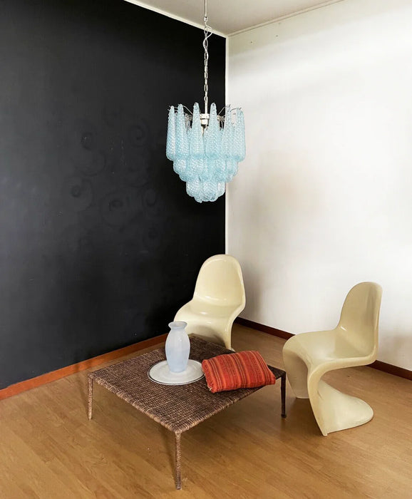 Vintage Murano Blue Glass Petals Chandelier-DWHOME