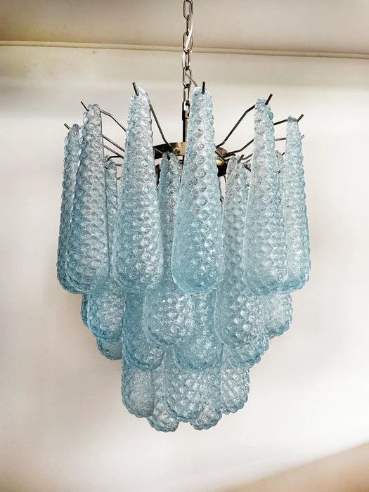 Vintage Murano Blue Glass Petals Chandelier-DWHOME