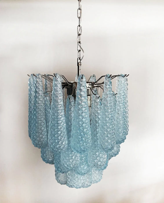 Vintage Murano Blue Glass Petals Chandelier-DWHOME