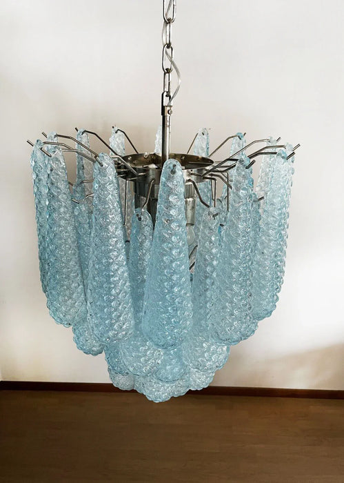 Vintage Murano Blue Glass Petals Chandelier-DWHOME