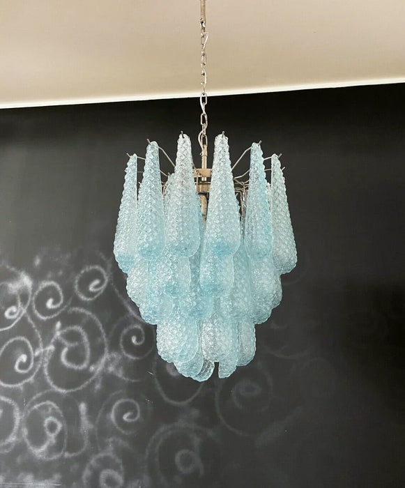 Vintage Murano Blue Glass Petals Chandelier-DWHOME