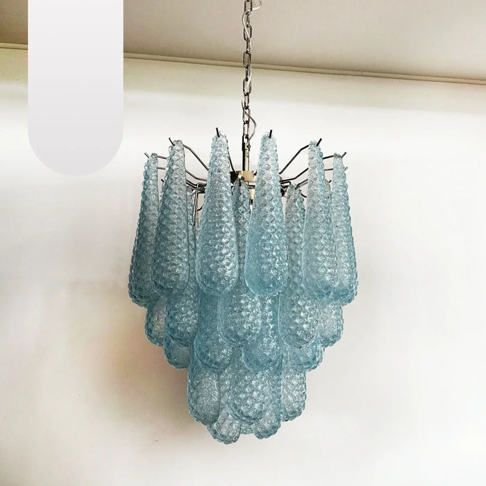 Vintage Murano Blue Glass Petals Chandelier-DWHOME