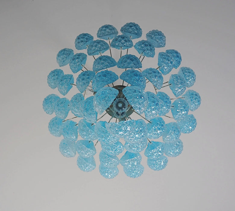 Vintage Murano Blue Petals Drop Glass Chandelier