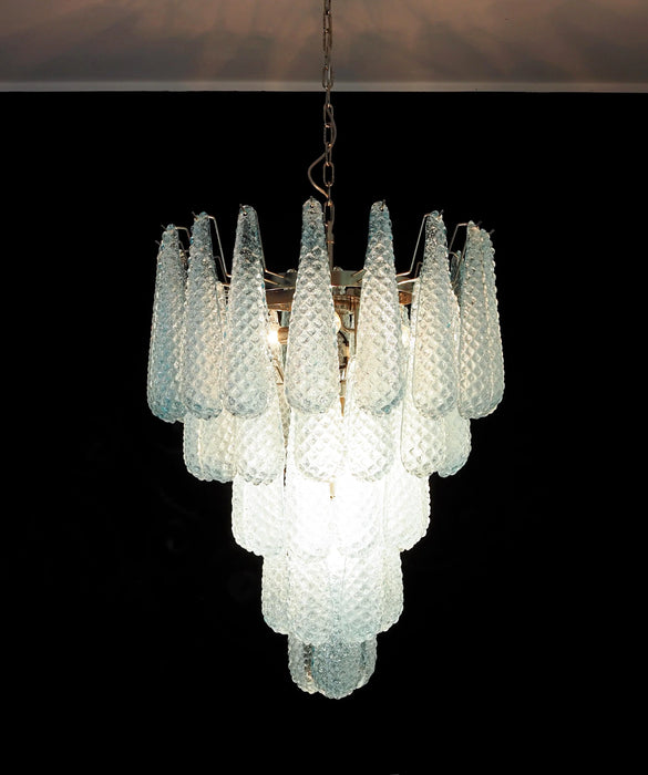 Vintage Murano Blue Petals Drop Glass Chandelier