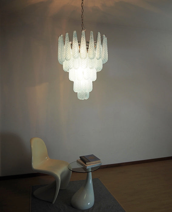 Vintage Murano Blue Petals Drop Glass Chandelier