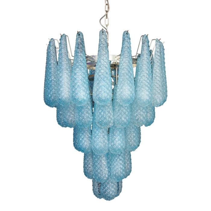Vintage Murano Blue Petals Drop Glass Chandelier
