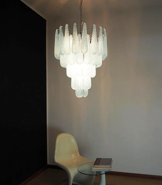 Vintage Murano Blue Petals Drop Glass Chandelier