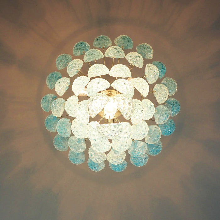 Vintage Murano Blue Petals Drop Glass Chandelier