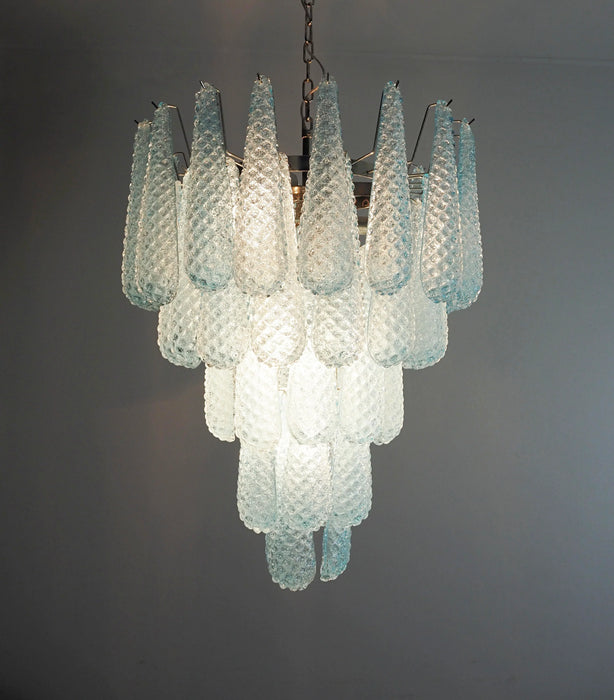 Vintage Murano Blue Petals Drop Glass Chandelier