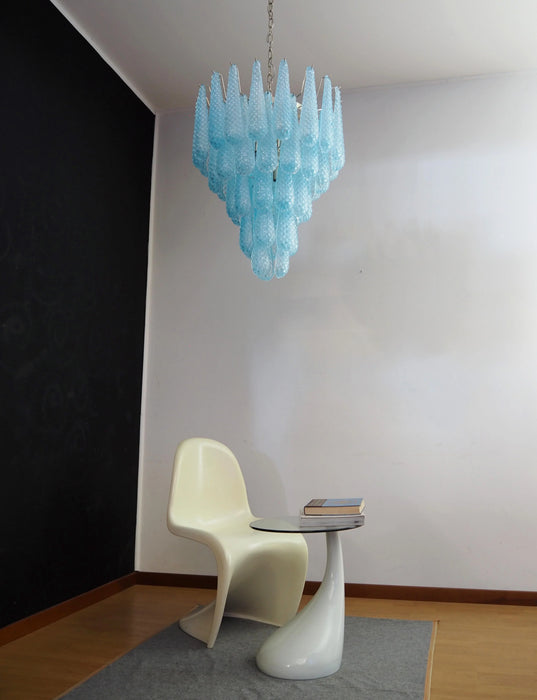 Vintage Murano Blue Petals Drop Glass Chandelier