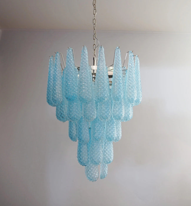 Vintage Murano Blue Petals Drop Glass Chandelier