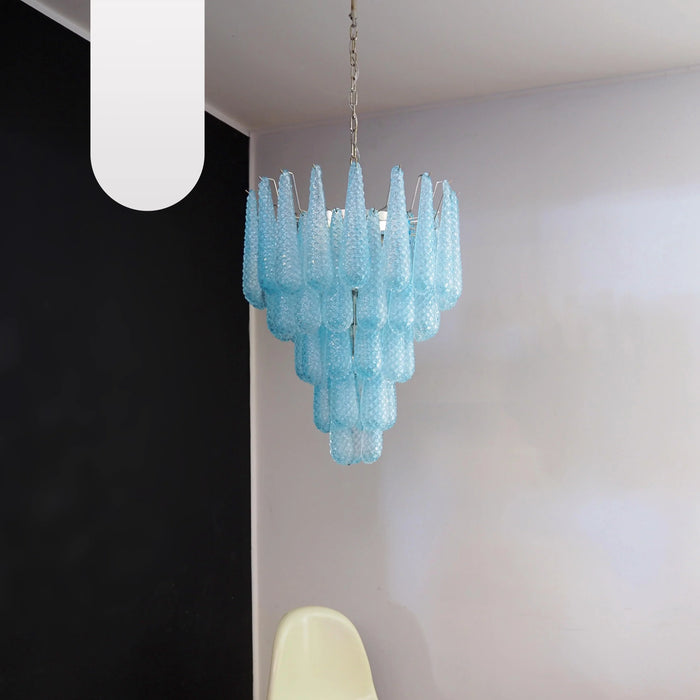 Vintage Murano Blue Petals Drop Glass Chandelier