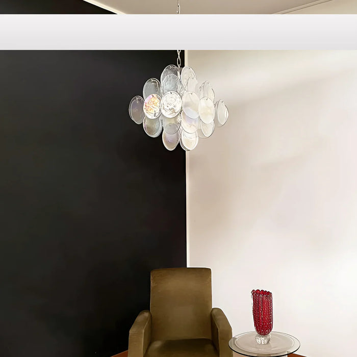 Vintage Murano Iridescent Disks Chandelier-DWHOME