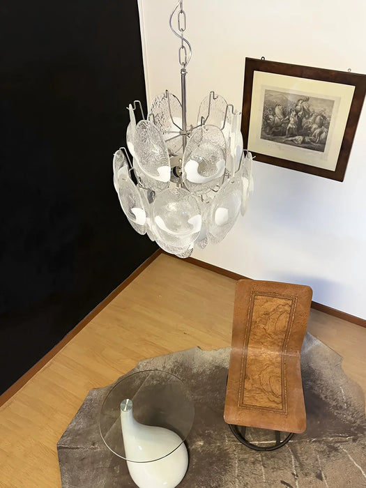 Vintage Murano Lattimo Glass White Chandelier-DWHOME