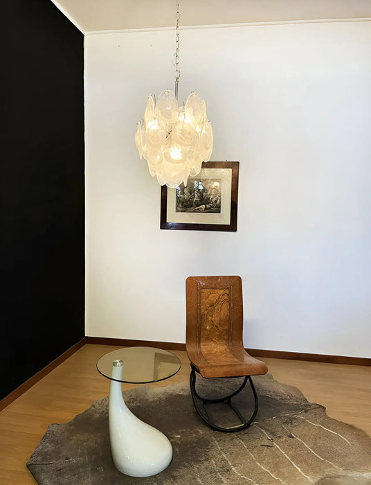 Vintage Murano Lattimo Glass White Chandelier-DWHOME