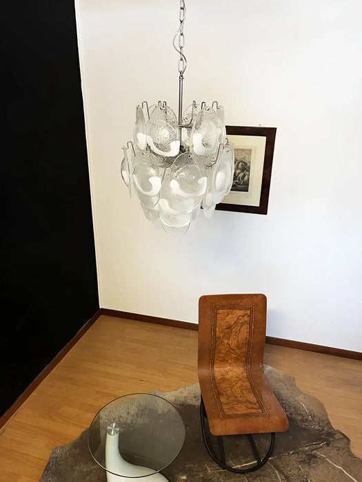 Vintage Murano Lattimo Glass White Chandelier-DWHOME