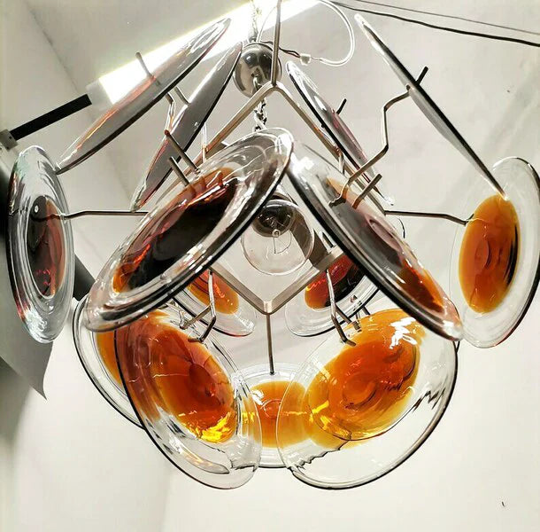 Vintage Murano Orange Brown Chandelier-DWHOME