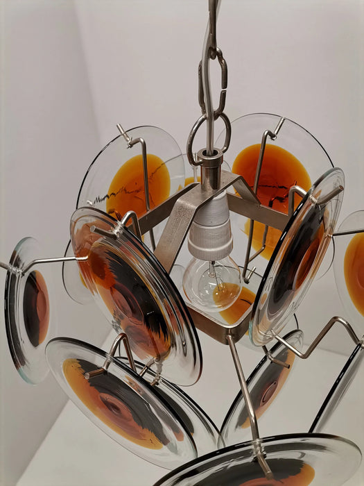 Vintage Murano Orange Brown Chandelier-DWHOME