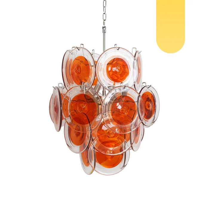 Vintage Murano Orange Transparent Disc Chandelier-DWHOME